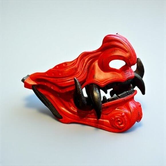 Red Oni Demon Mask-Japanese Samurai Warrior Costume-Armor Cosplay-Decor-Kabuki - Picture 2 of 5